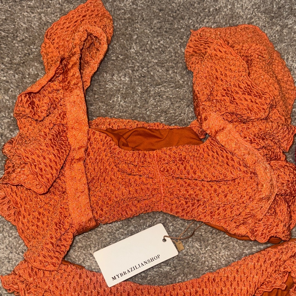 Orange and Red Textured Bikinis - Picture 5 of 7